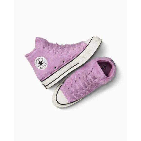 Converse Chuck 70 Purple Amethyst Faux Fur Hi Top Sneakers Women's 9.5 NIB - Picture 1 of 14